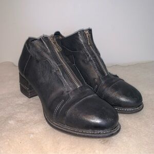 A.S. 98 Black Leather Ankle Boots Zipper 38